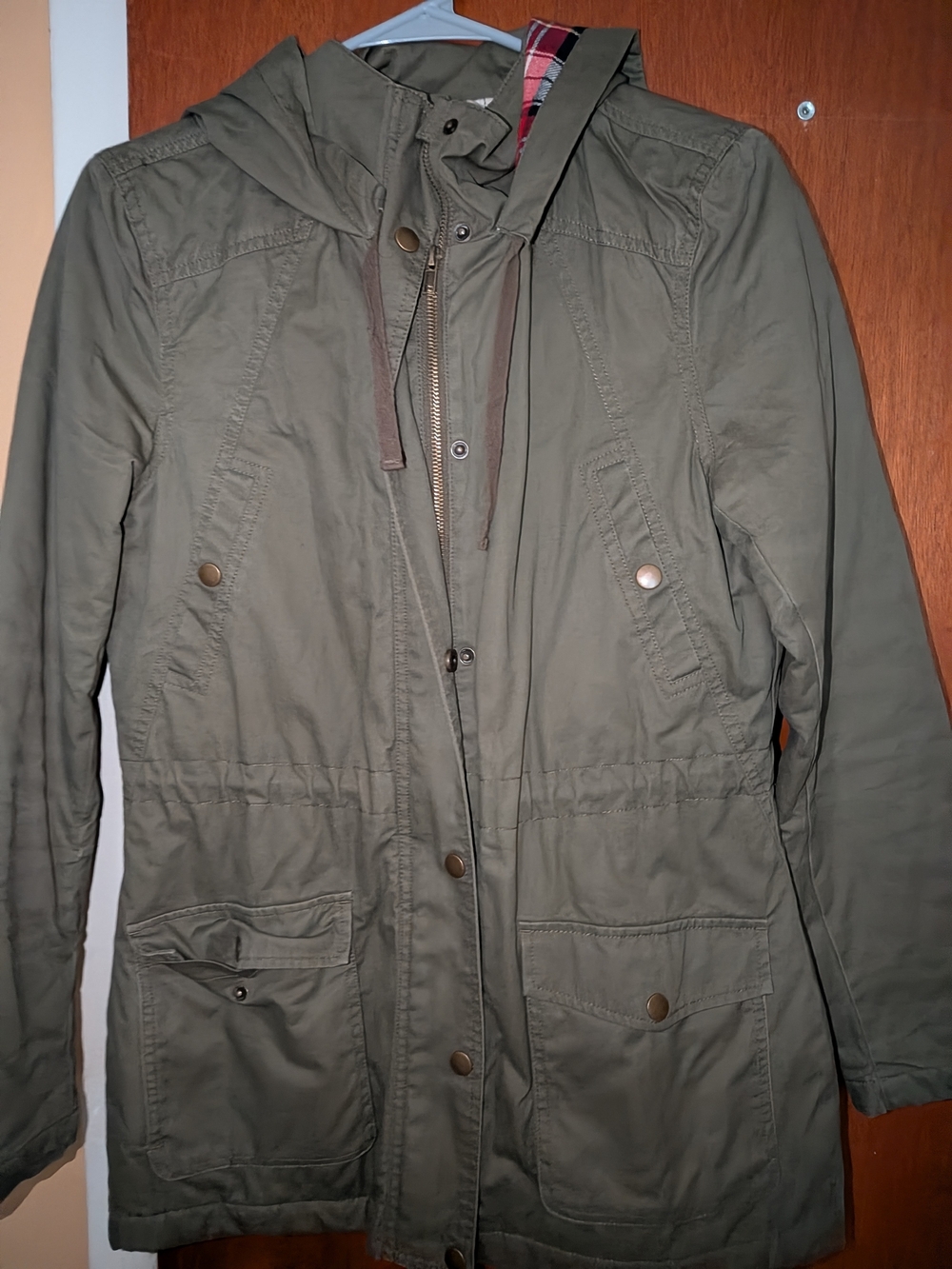 Women’s Olive Green Hooded Utility Jacket